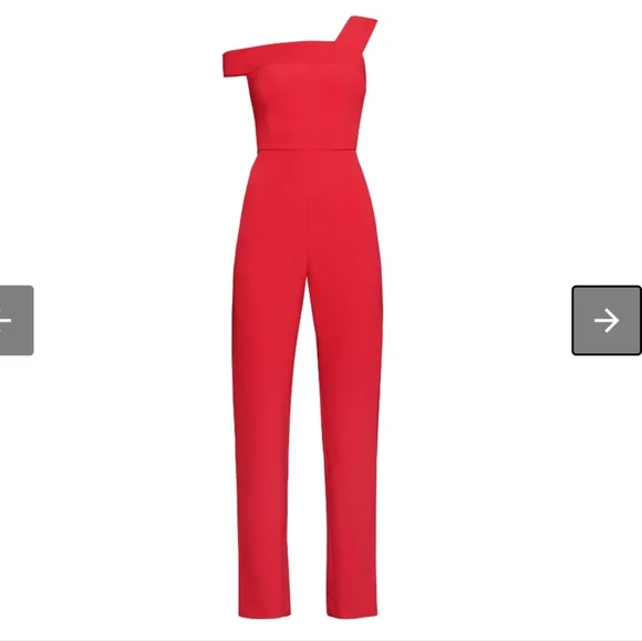 NWT BCBGMAXAZRIA Haida Off Shoulder Jumpsuit in Red Berry women's
